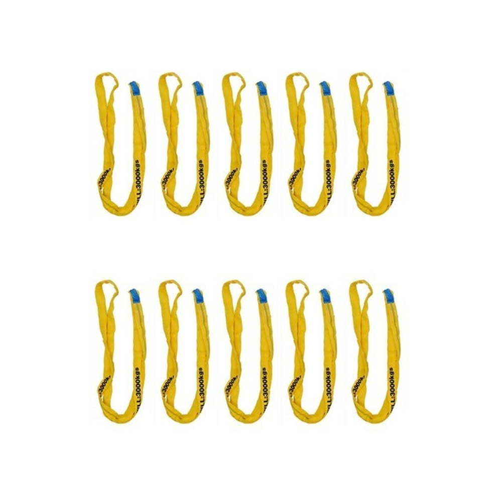 10 stk. rundsling, WLL 3 Ton, gul, Lgd. 3m