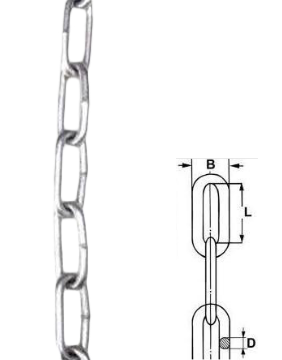 8x52mm Langleddet AISI316 kæde, 30 meter. - DIN763