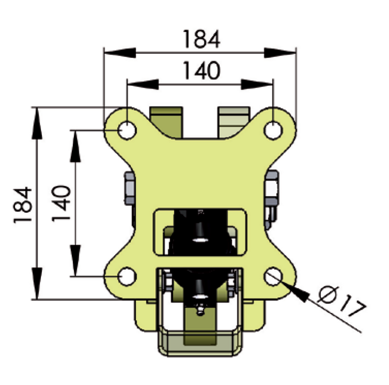 Adapterbeslag, fra rotator til kørepladstang, Type DK
