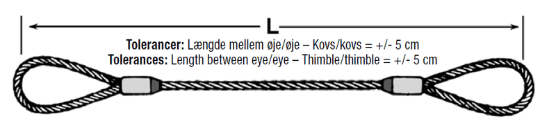 Wirestrop fladflettet, 2 x 30 cm øjer, WLL 2500 kg, 30 mm