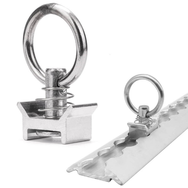 Surringsøje til surringsskinne - rund model - alu/stål - 1000 kg