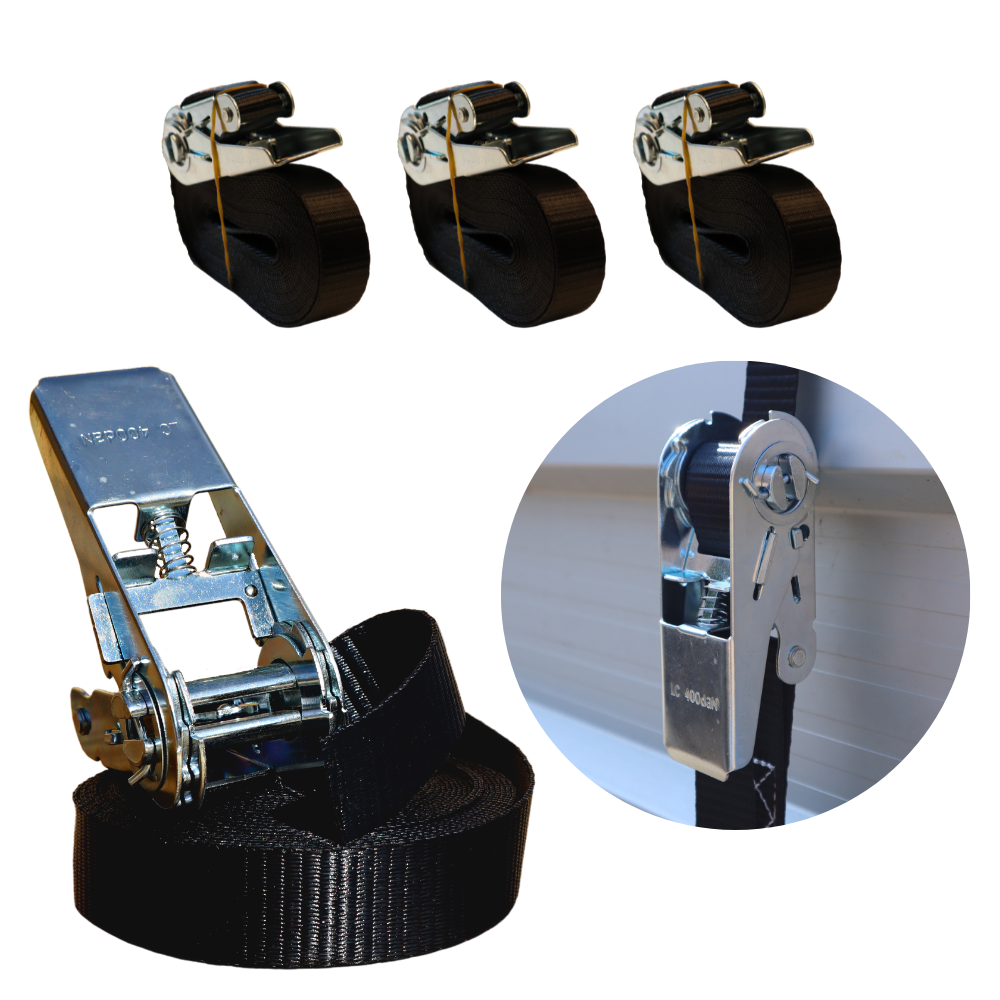 PAKKETILBUD 4 x Surring - endeløs trailer strop, 0,8T, 25mm, 6m (sort)