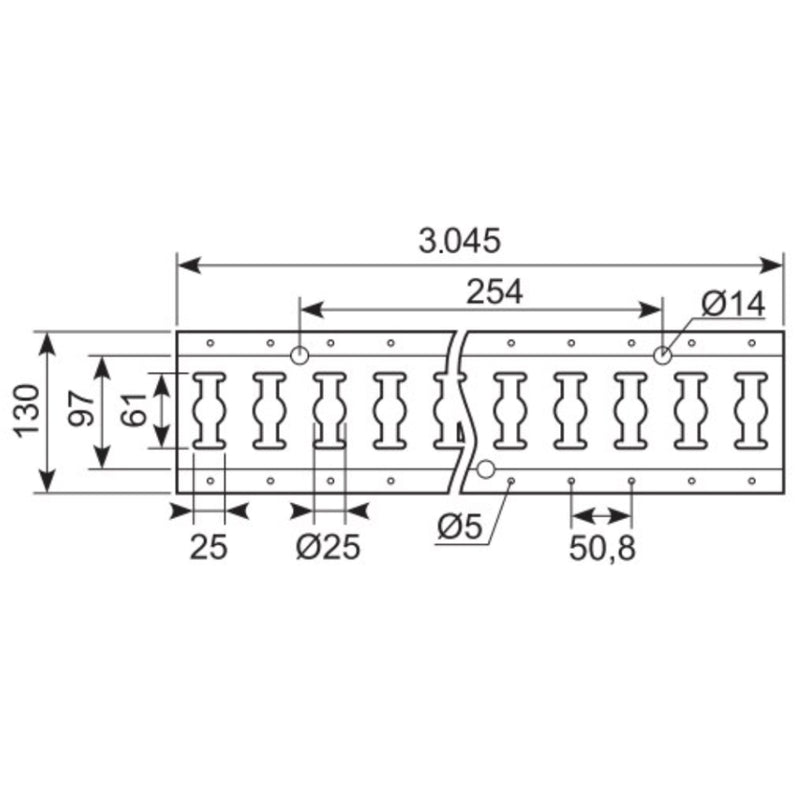 Surringsskinne universal 1,5M - aluminium