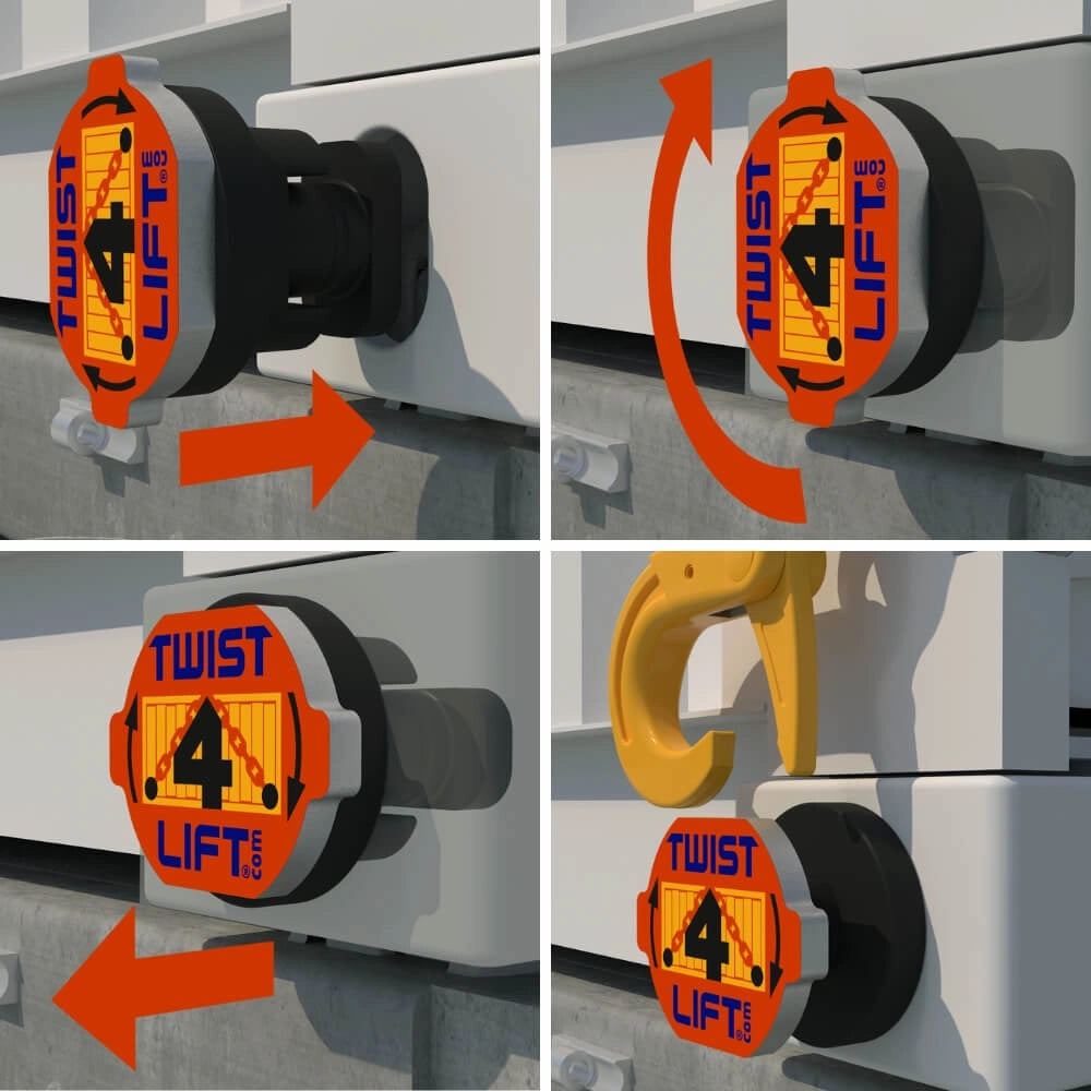 TWIST4LIFT containerkrogsæt - sæt af 4 kroge - 40T