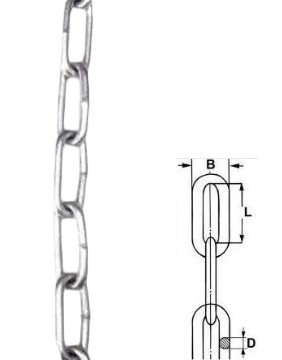 6x42mm Langleddet varmgalv. kæde, 30 meter. - DIN763