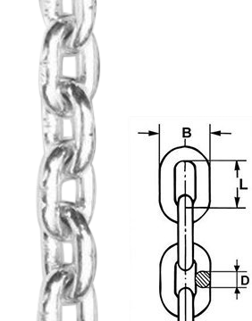 8x24mm Kortleddet AISI316 kæde. - DIN766