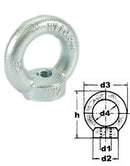 Øjemøtrik DIN582 elgalv med WLL - M12/0.34T