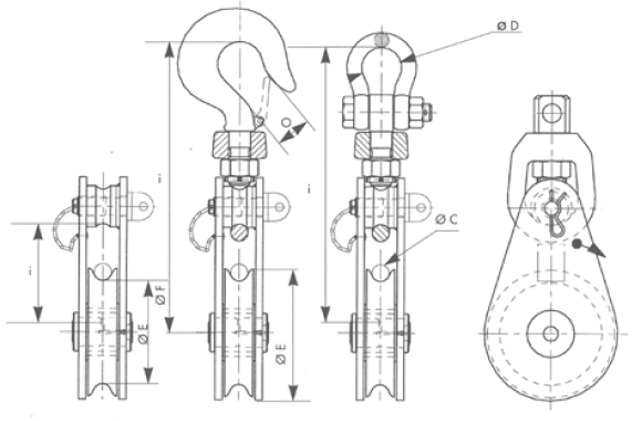 Kasteblok Charlet m/krog - WLL 5T - 12-14mm