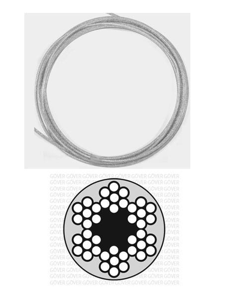 4-3mm x 100meter, 6x7 PVC-forh. stålwire