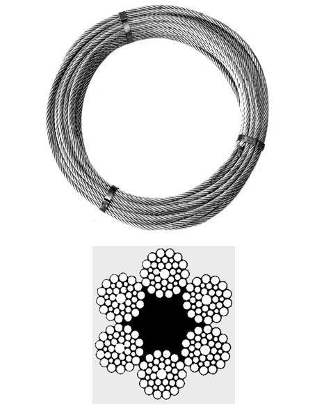 10mm x 100meter, 6x36+FC stålwire